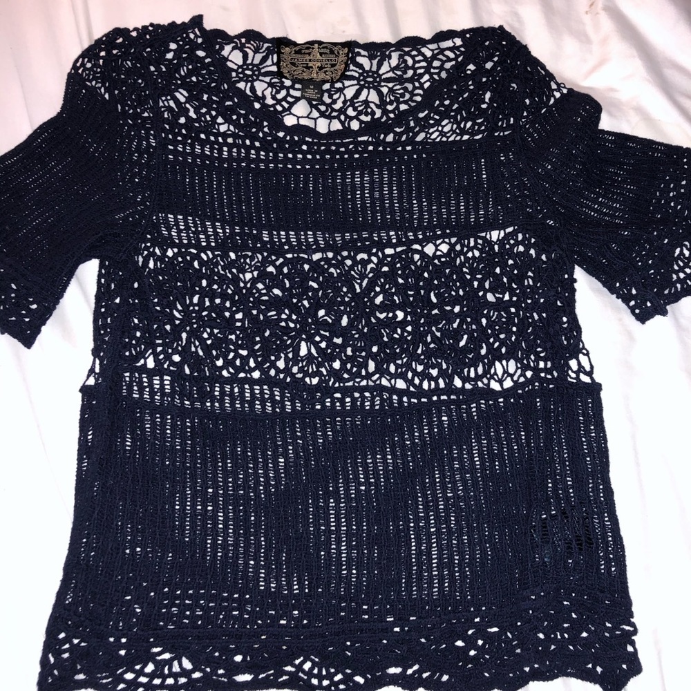 Anthropologie Navy Lace Top with Navy Slip